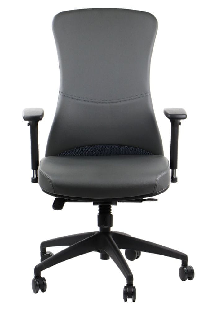 STEMA Otočná ergonomická kancelárska stolička KENTON, eko koža, synchrónny mechanizmus, nastaviteľné sedadlo, čierna